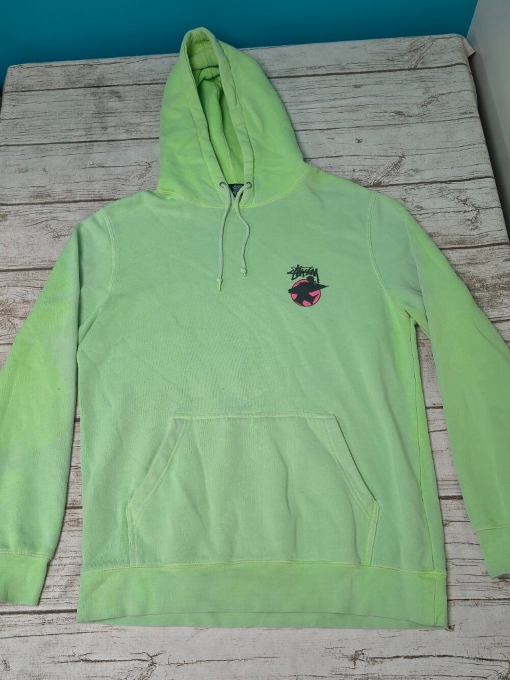Stussy Surf Man Dot Hoodie Sweatshirt Size Medium